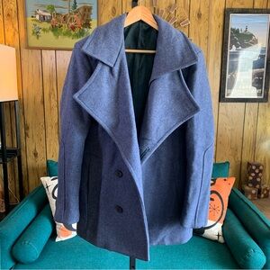 Classic Blue Wool Blend Pea Coat